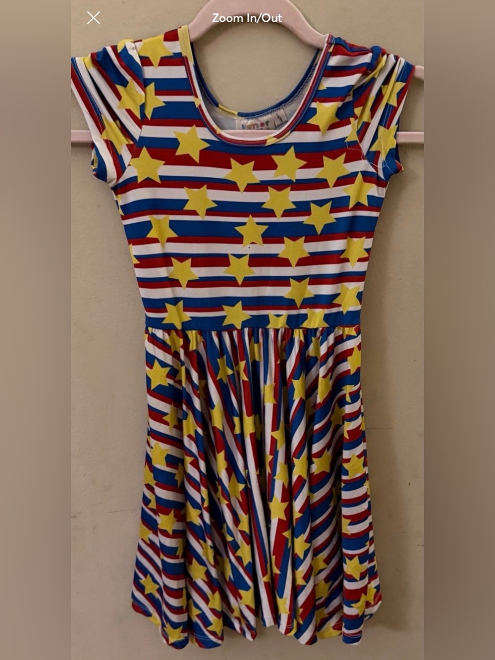 Girls' Red, Blue & Yellow Star Stripe Skater Dress size 5/6
